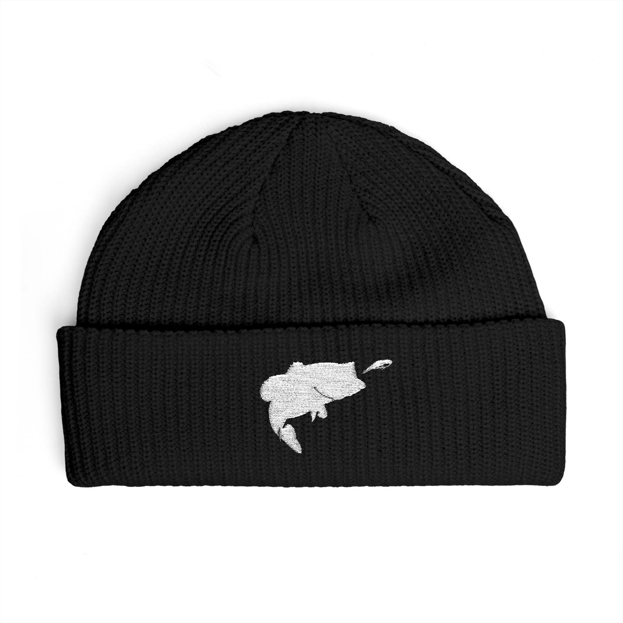 Astrofishicist Leaping Bass Cuff Beanie — Fly Fishing Knit Hat