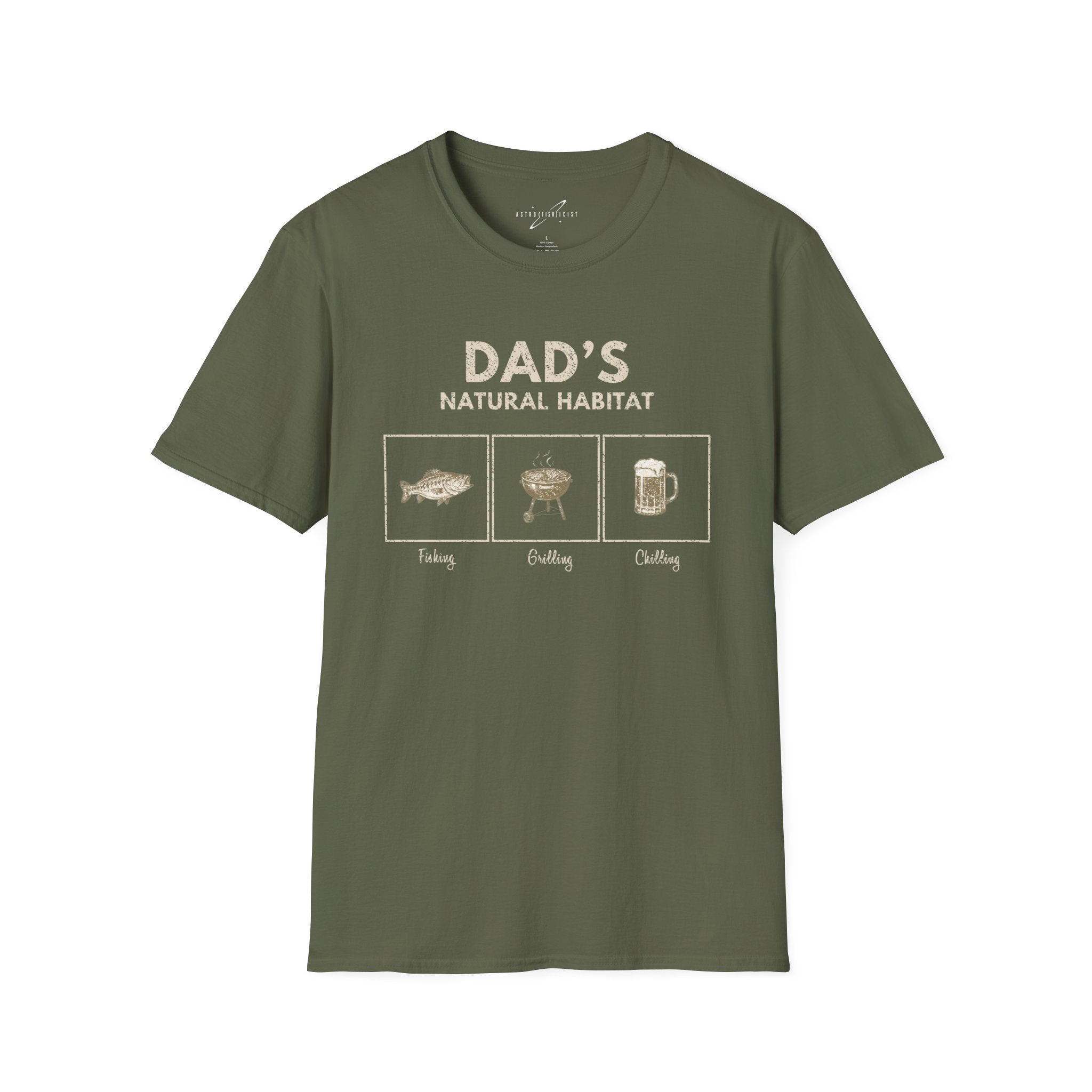"Dad’s Natural Habitat" T-Shirt — Fishing, BBQ & Beer Graphic Tee