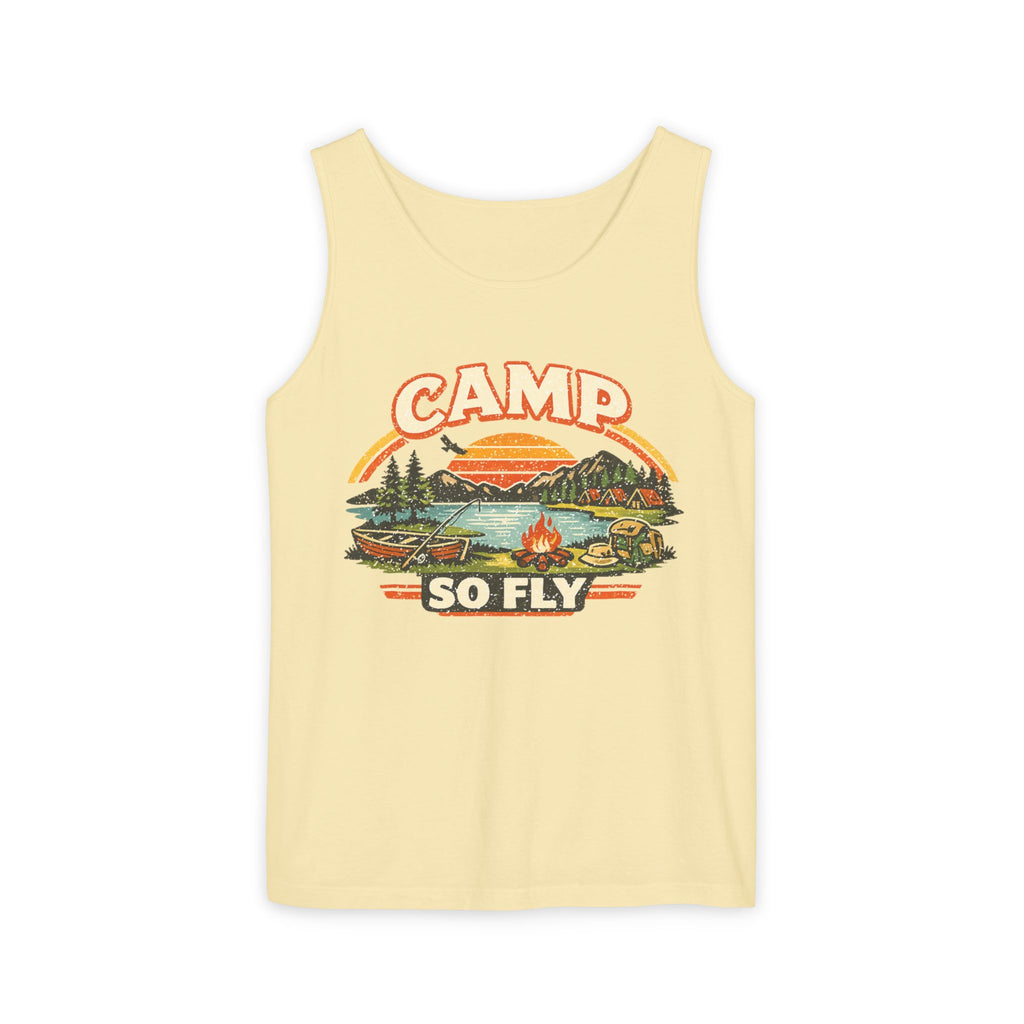 "Camp So Fly" Unisex Tank Top — Retro Camp Counselor Graphic Tank