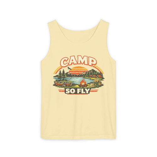 "Camp So Fly" Unisex Tank Top — Retro Camp Counselor Graphic Tank