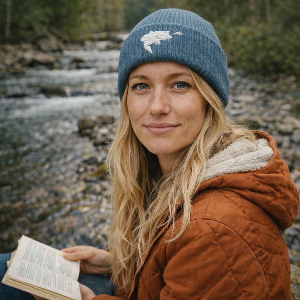 Astrofishicist Leaping Bass Cuff Beanie — Fly Fishing Knit Hat