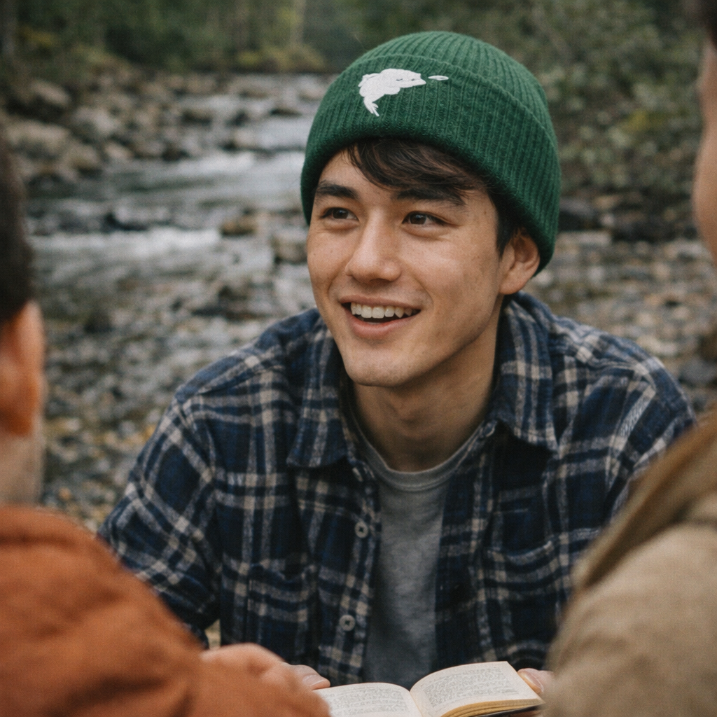 Astrofishicist Leaping Bass Cuff Beanie — Fly Fishing Knit Hat