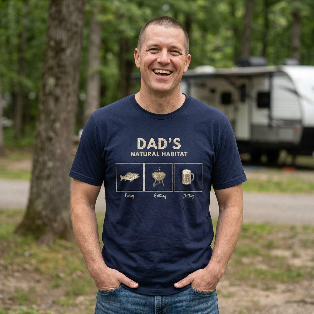 "Dad’s Natural Habitat" T-Shirt — Fishing, BBQ & Beer Graphic Tee