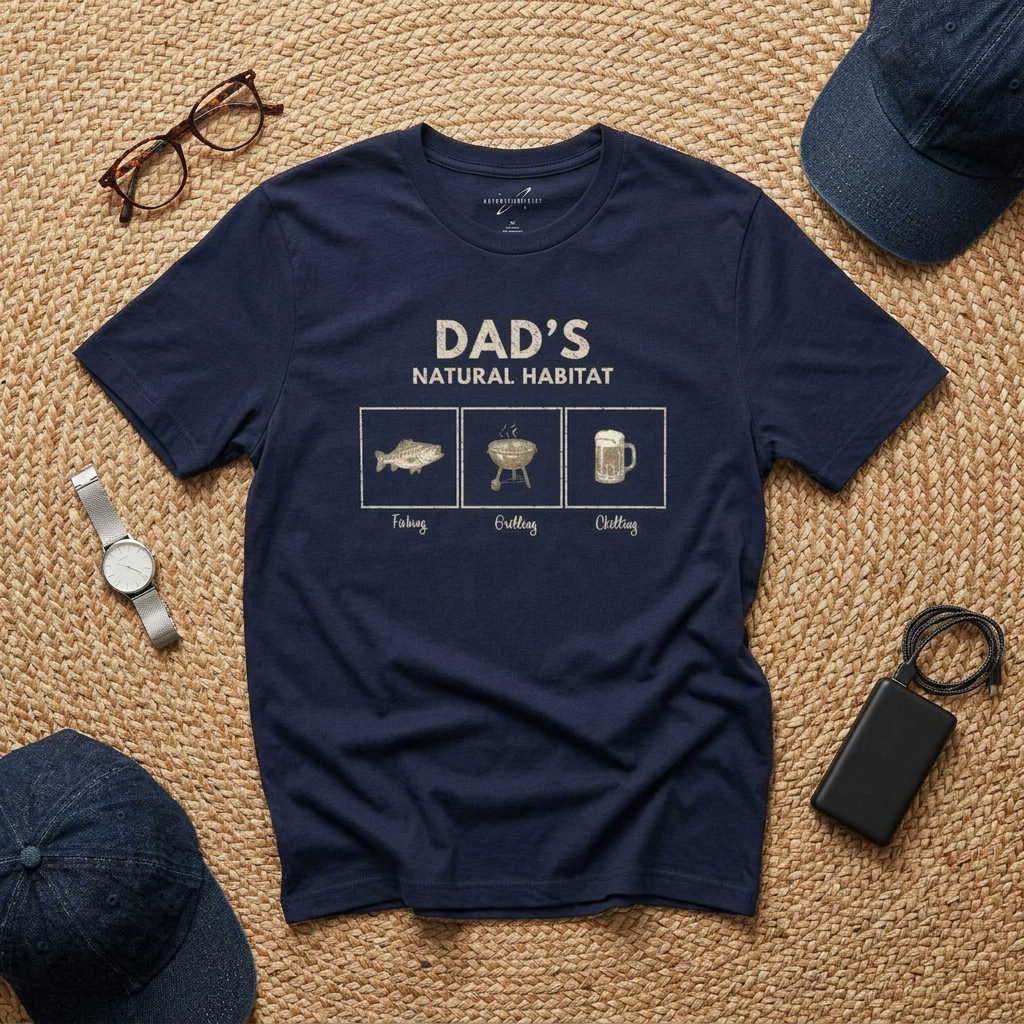"Dad’s Natural Habitat" T-Shirt — Fishing, BBQ & Beer Graphic Tee