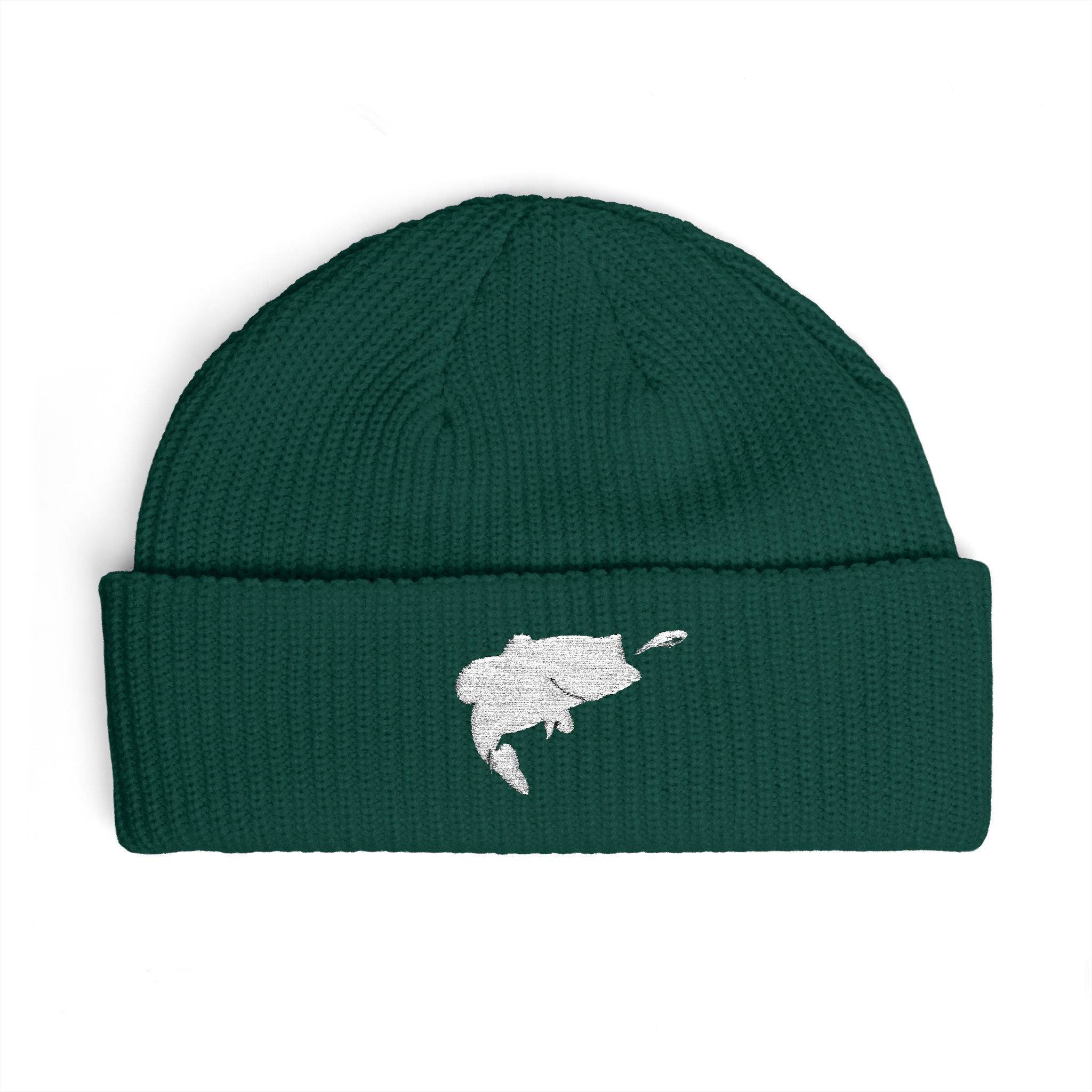 Astrofishicist Leaping Bass Cuff Beanie — Fly Fishing Knit Hat