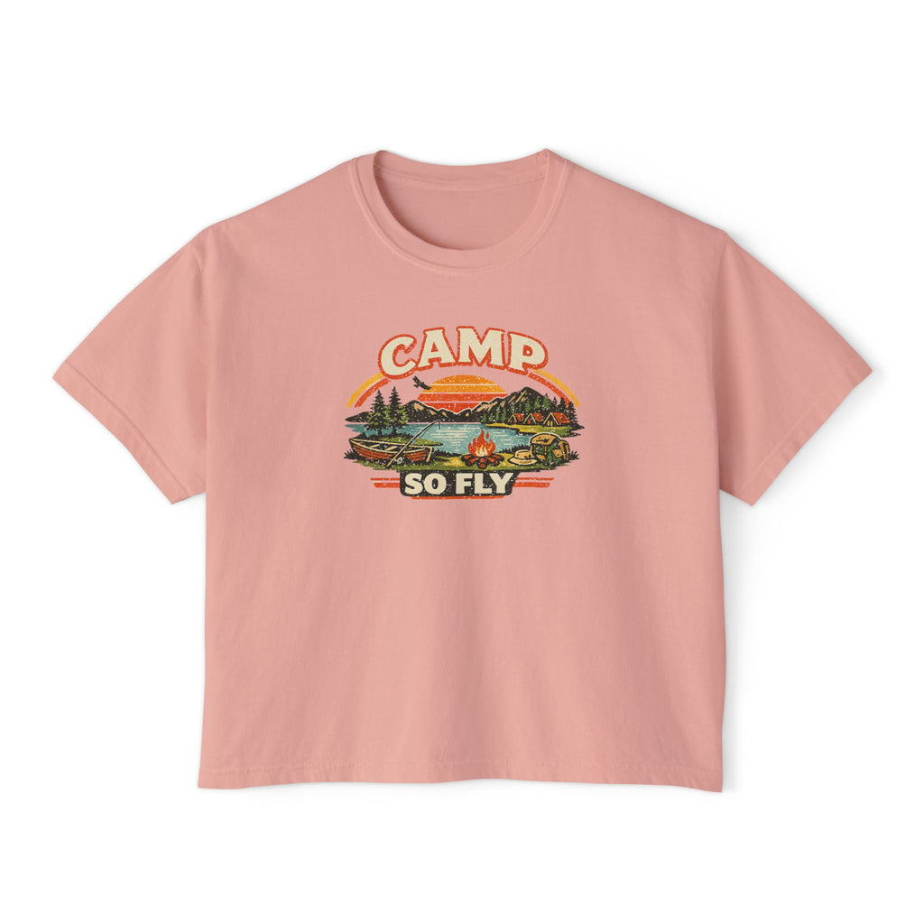 "Camp So Fly" Women's Boxy Tee — Retro Summer Camp Counselor Shirt