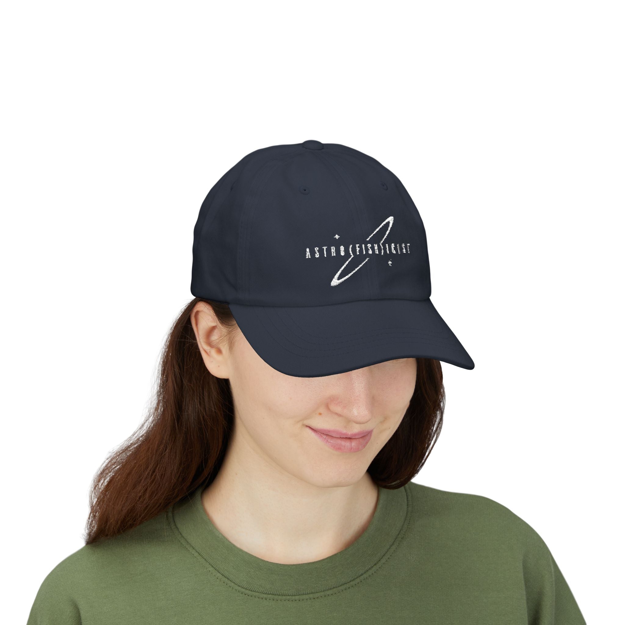 Astrofishicist Dad Cap, Flyfishing Gear, Minimalist Design Hat, Official YouTuber Merch, Great for Girls, Dad Cap Style