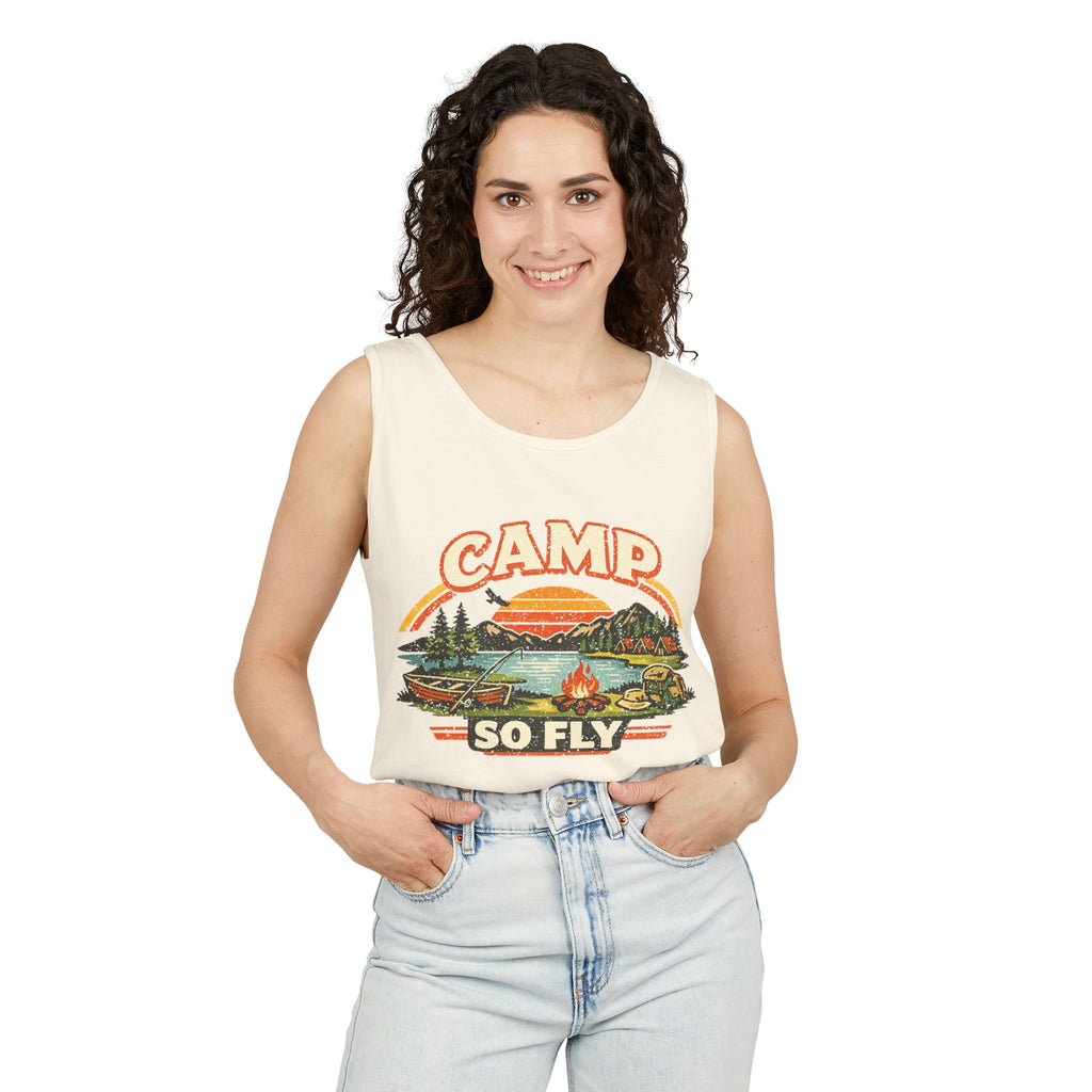 "Camp So Fly" Unisex Tank Top — Retro Camp Counselor Graphic Tank