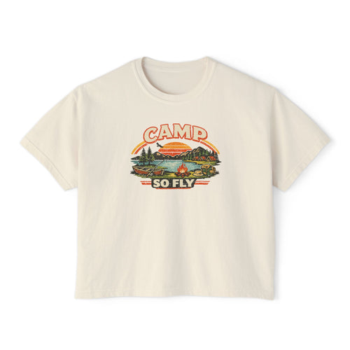 "Camp So Fly" Women's Boxy Tee — Retro Summer Camp Counselor Shirt