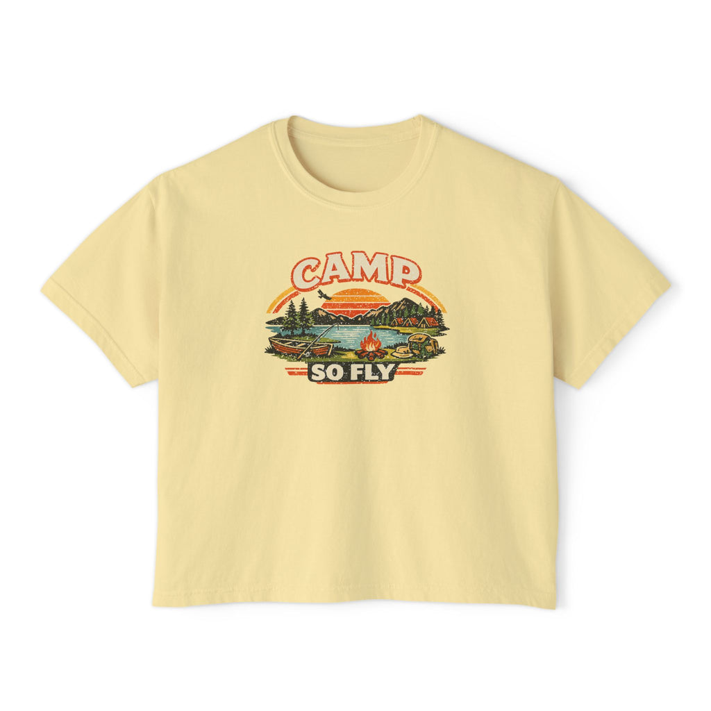 "Camp So Fly" Women's Boxy Tee — Retro Summer Camp Counselor Shirt