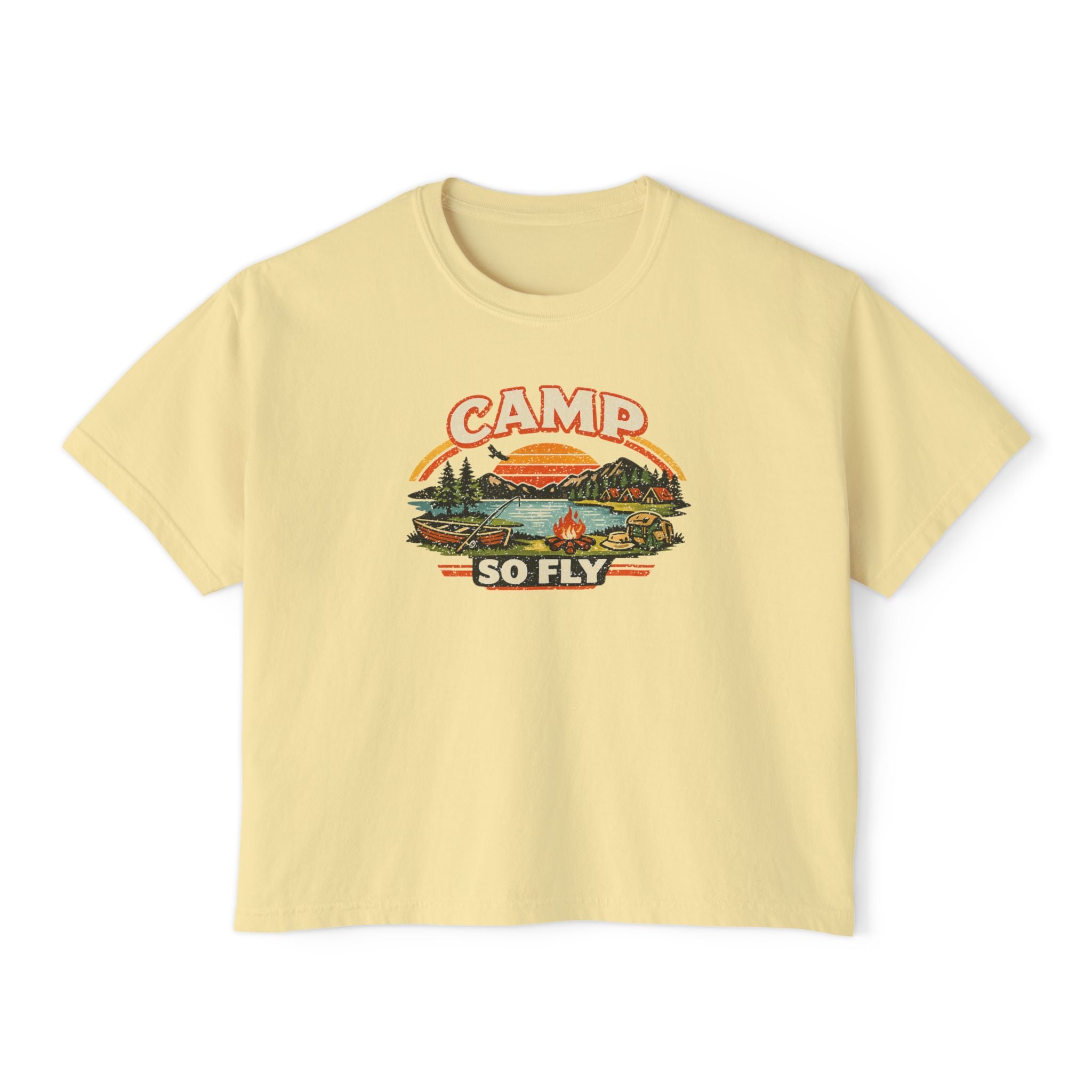 "Camp So Fly" Women's Boxy Tee — Retro Summer Camp Counselor Shirt
